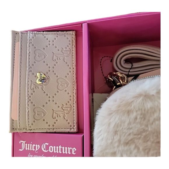 Juicy Couture Dusty Blush Pink Heart Crossbody & Card Case Gift Set NIB - Picture 4 of 4